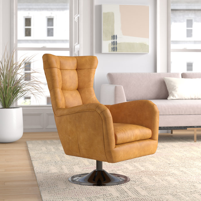 Mercury Row Cantillo Leather Swivel Wingback Chair & Reviews Wayfair.co.uk